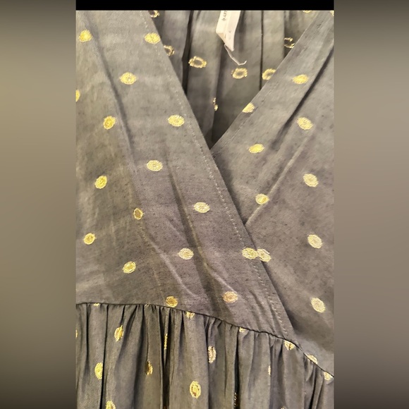 Anthropologie gold metallic polka dot maxi dress - Picture 2 of 5